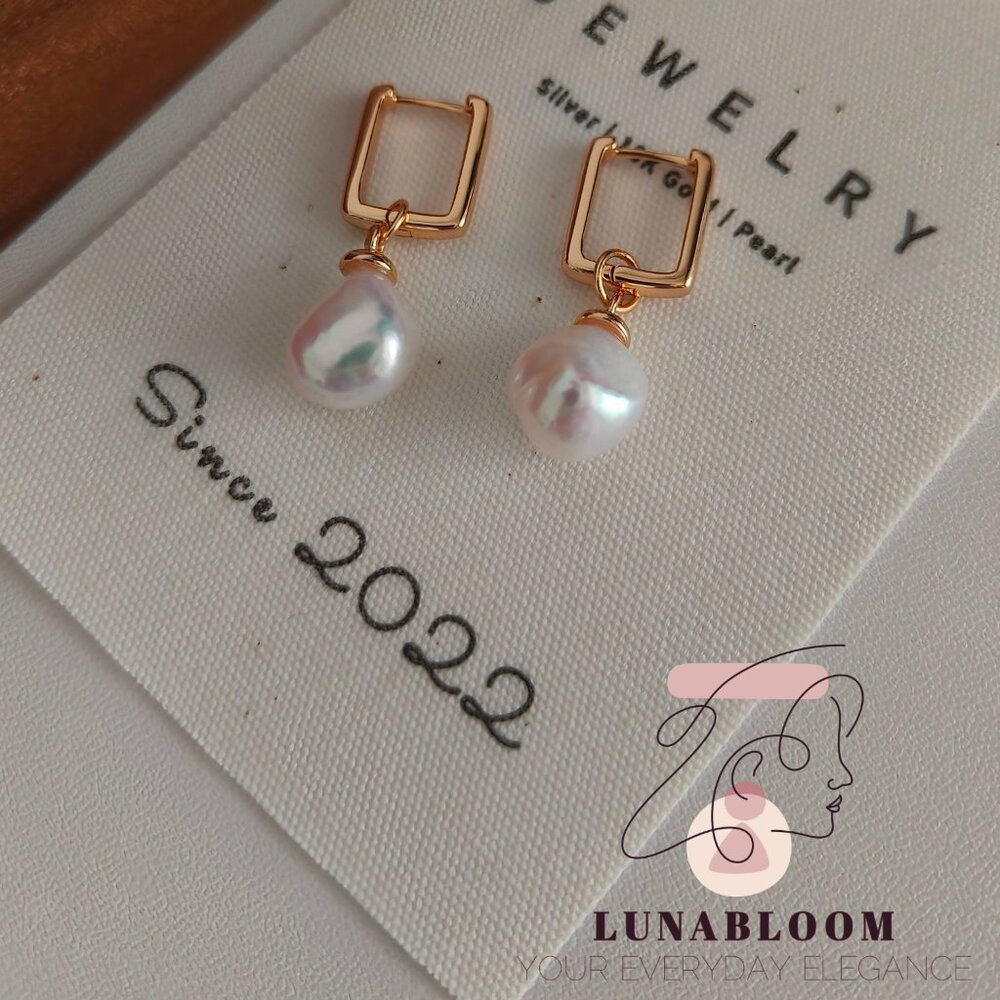 S925 Sterling Silver 18K Gold-Plated Natural Freshwater Pearl Earrings